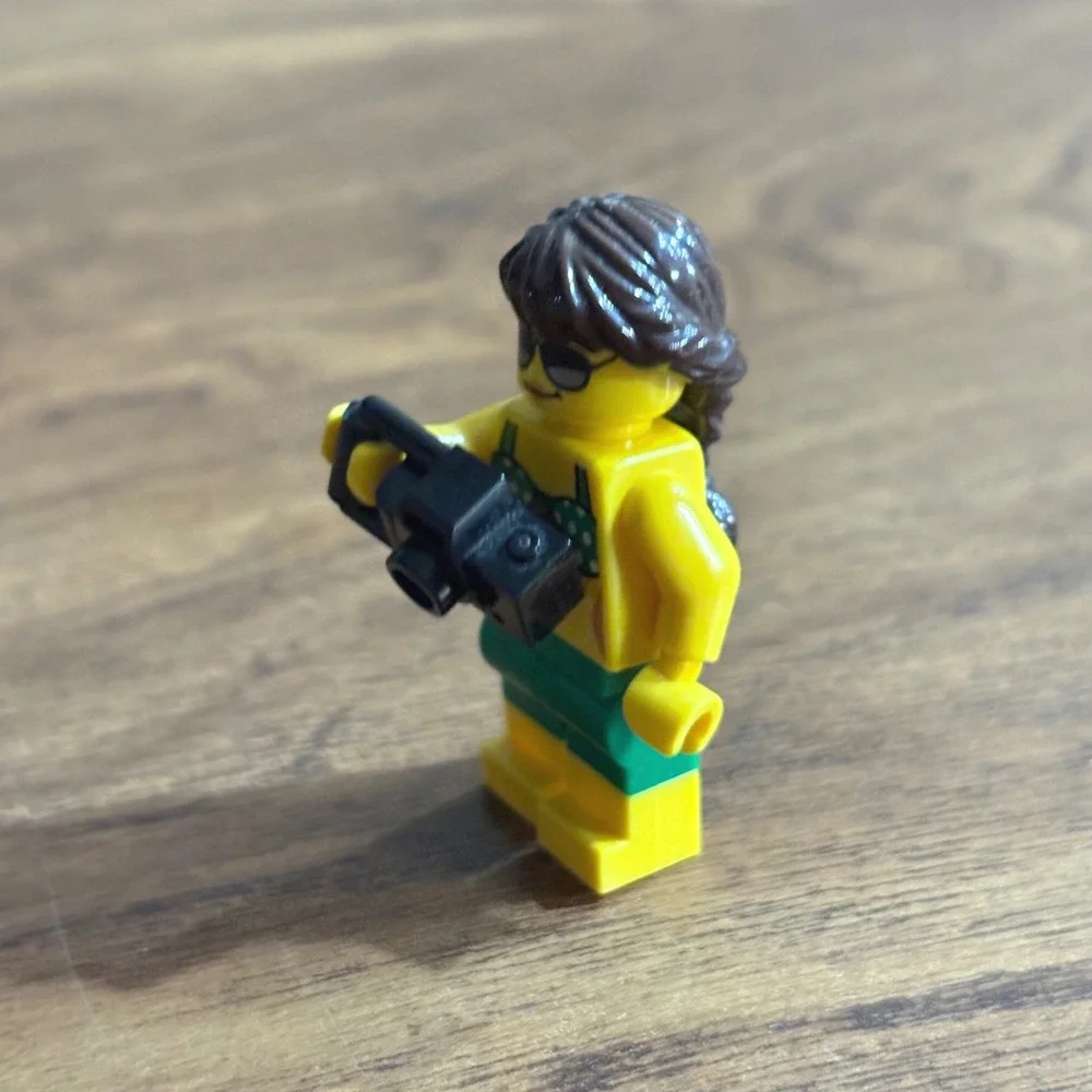 Lego Female Minifigure Green Polka Dot Bikini Sunglasses Camera Lifeguard Beach